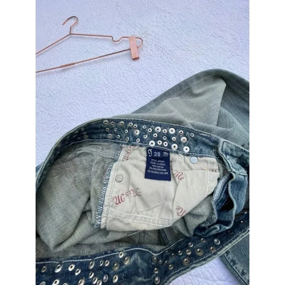 Miss Me Womens Rhinestone Mid Rise Boot Cut Denim Jeans Light Blue Sz 28 - Picture 9 of 16